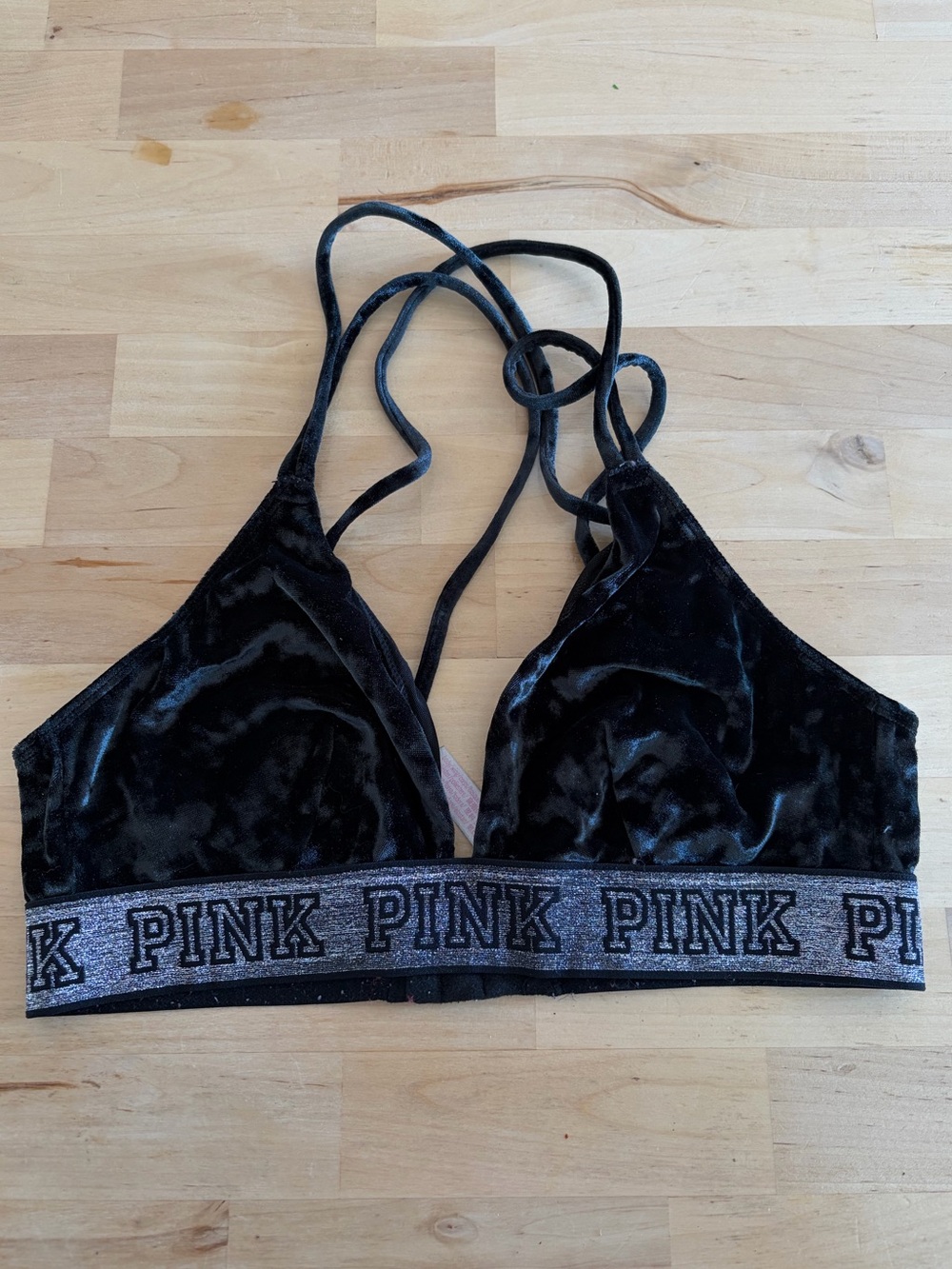 VS PINK black crushed velvet bralette 🖤✨